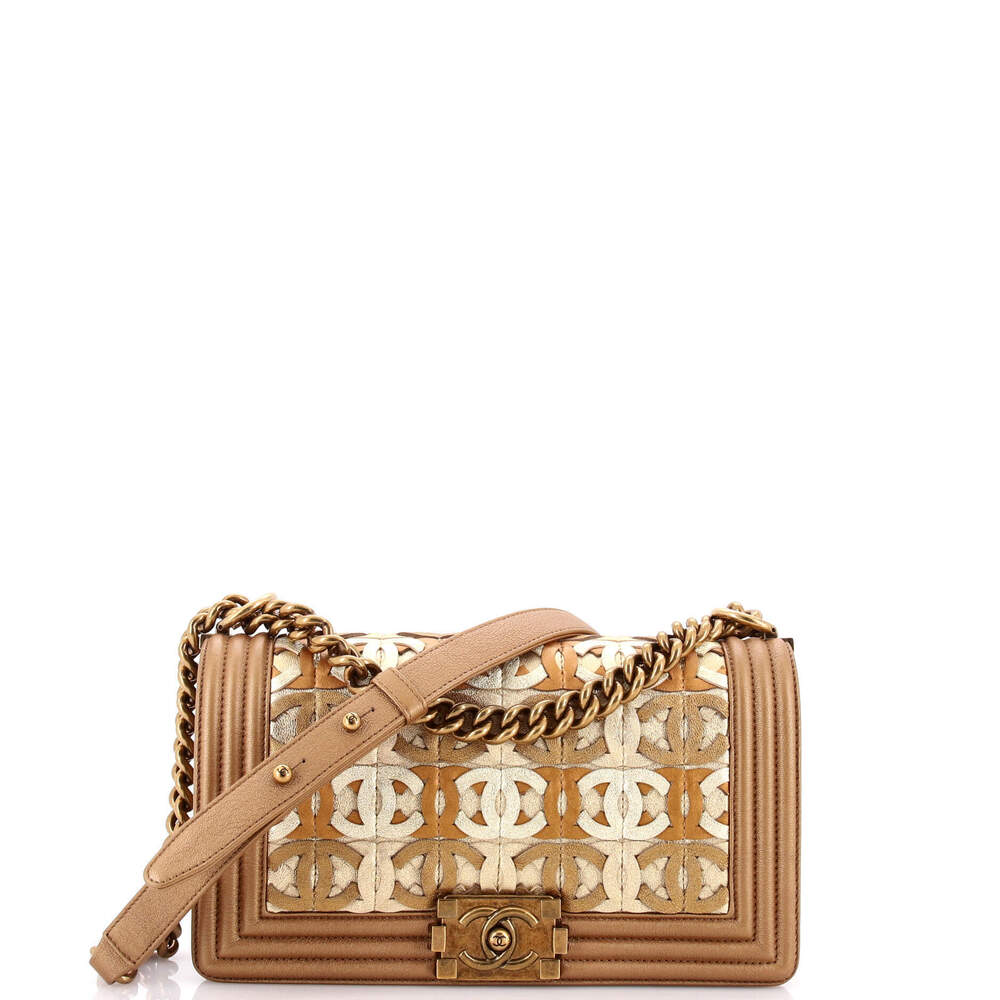 Chanel Old Medium Boy Flap Bag Woven Leather